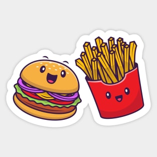 Cute Burger And French Fries Sticker